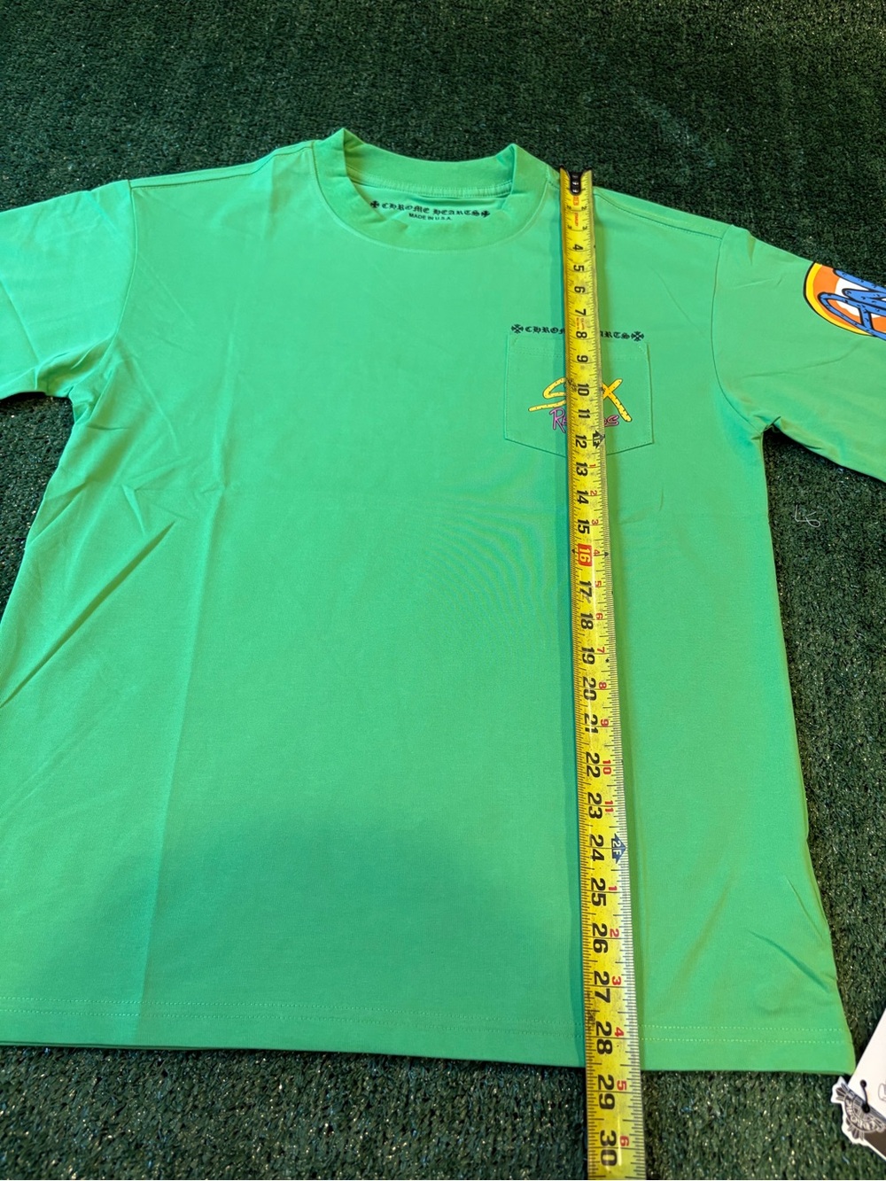 Chrome Hearts Green Pocket Tee with Yellow & Pink Graphic - Picture 5 of 9